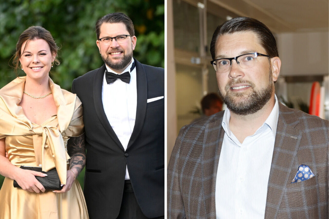 Jimmie Åkesson (SD) och blivande hustrun Matilda Kärnerup.