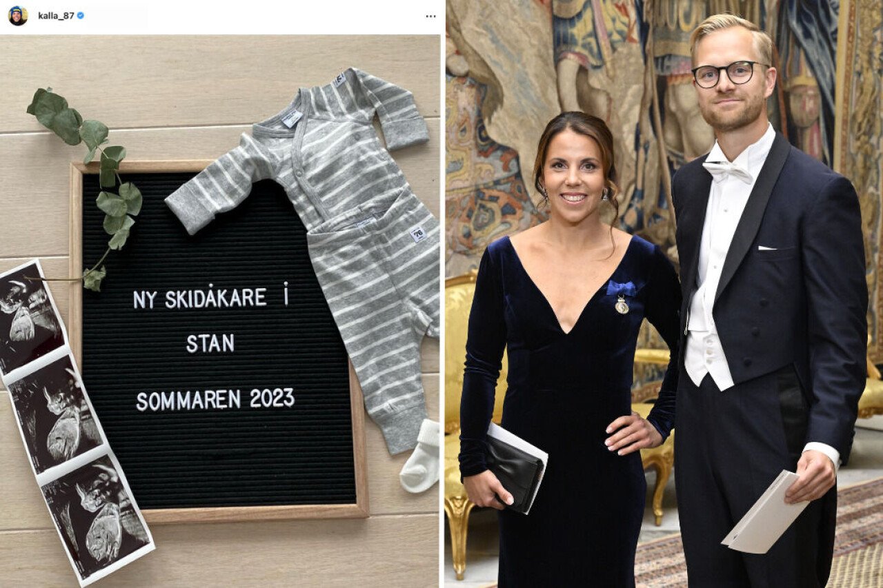 Charlotte Kalla och pojkvännen Fredrik Karström väntar sitt första barn.